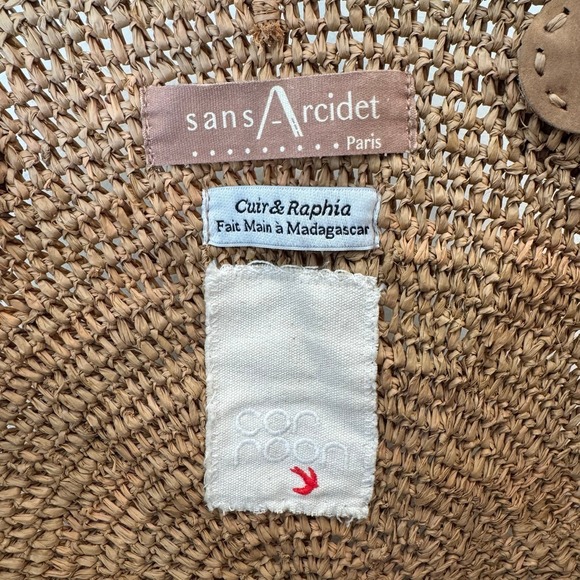 Sans-Arcidet Paris Large Nova Raffia Round Tote Bag Hand-Woven Corroon Collab - Picture 5 of 8